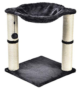 AmazonBasics Cat Condo Tree Tower With Hammock Bed And Scratching Post, 16 x 20 x 16 Inches, Gray