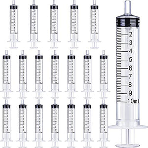 20 Packs Plastic Syringe with Measurement, Suitable for Measuring, Watering, Refilling (10 ml)