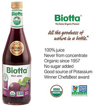 Load image into Gallery viewer, Biotta Organic Beet Juice - 100% Natural Beetroot Superfood - Helps Support Blood Pressure, Brain, Stamina &amp; Energy - Natural Nitric Oxide &amp; Potassium Booster - Gluten Free (16.9 Fl Oz, Pk of 6)
