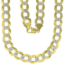 Load image into Gallery viewer, 14K Two Tone Solid Gold 13.50mm Cuban White Pave Diamond Cut Chain | 28&quot; Necklaces | Italian Gold Cuban Necklaces for Men and Women
