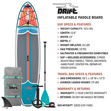 Load image into Gallery viewer, Drift 11'6" Inflatable Stand Up Paddle Board, SUP with Accessories | Coiled Leash, Pump, Lightweight Paddle, Fin &amp; Backpack Travel Bag (Native)
