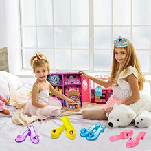 Load image into Gallery viewer, Princess Dress Up Shoes Set Girls Role Play Shoes Pretend Jewelry Toys Set Gift Set 4 Pairs of Shoes Kit Collection of Tiara Crown Earrings Necklace Rings Handbag Gloves for Girls Aged 3-6 Years Old
