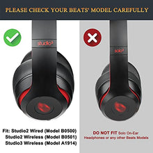 Load image into Gallery viewer, SoloWIT Replacement Ear Pads Cushions for Beats Studio 2 &amp; Studio 3 Wired &amp; Wireless Headphones, Earpads with Soft Protein Leather, Noise Isolation Memory Foam - Black
