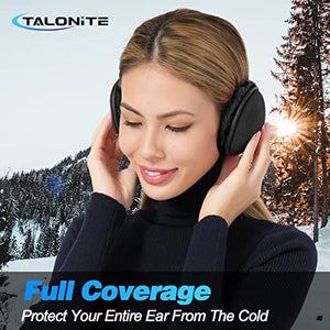 TALONITE Winter Ear Muffs for Men & Women Foldable Fleece Ear Warmers - Pefer for Outdoor Skiing - Behind the Head Earmuffs