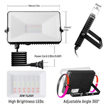 Load image into Gallery viewer, Albrillo 30W RGB LED Flood Light, Color Changing Floodlight 100W Equivalent, 11 Colors 4 Modes, IP66 Waterproof, Dimmable and Timing, Outdoor for Halloween Party Landscape Stage Lighting, 2 Pack

