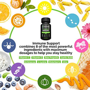 Immune System Booster Antioxidant Supplement, Elderberry Capsule, with Vitamin C, Vitamin D, Zinc, Supports Natural Energy, Memory, and Stress Relief - 60 Capsules