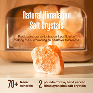 Himalayan Pink Salt Diffuser & 10 Essential Oils – 2-in-1 Therapeutic Device - Aromatherapy & Ionic Himalayan Salt Therapy – 400ml Ultrasonic Vaporizer and Ionizer with Ambient Glow