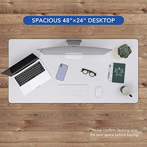 Flexispot Standing Desk Electric Quick Install Height Adjustable Desk 48 x 24 Inches Whole-Piece Desk Board (White Frame + 48" White Top)