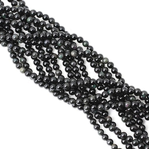 CHEAVIAN 60PCS 6mm Natural Black Obsidian Gemstone Round Loose Beads Crystal Energy Stone Healing Power for DIY Jewelry Making 1 Strand 15"
