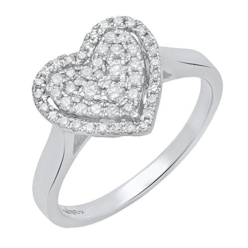 Load image into Gallery viewer, Dazzlingrock Collection 0.35 Carat (ctw) 14K Round Diamond Ladies Heart Shaped Engagement Ring 1/3 CT, White Gold, Size 7