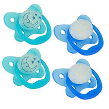 Load image into Gallery viewer, Dr. Brown&#39;s PreVent Contour Glow in the Dark Pacifier, Stage 2 (6-12m), Blue, 4-Pack
