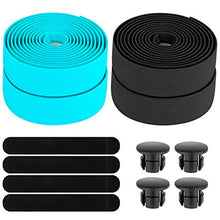 Load image into Gallery viewer, Awpeye 2 Pairs Bicycle Handlebar Tape EVA Road Bike Bar Tape with End Plugs Cycling Handle Wraps 4 Rolls (Black, Bianchi Green)
