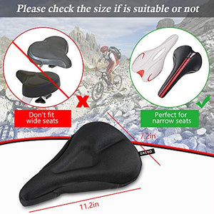 Zacro Gel Bike Seat Cover - Extra Soft Gel Bicycle Seat with Cross Straps and Reflecting Strip of The Bottom, Bike Saddle Cushion with Water&Dust Resistant Cover (Black)