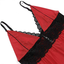 Load image into Gallery viewer, Donnalla Women's Sexy Plus Size Lingerie - Split Cup Lace Babydoll Sleepwear Chemise Set (Red,4XL)
