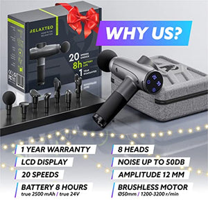 {New 2022} Percussion Muscle Massage Gun 100 W 2500 mAh Handheld Massage Gun Deep Tissue Power Massager for Athletes Training and Muscle Recovery Percussive Impact Massager Gun for Body Neck Back