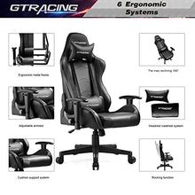 Load image into Gallery viewer, GTRACING Gaming Chair Racing Office Computer Ergonomic Video Game Chair Backrest and Seat Height Adjustable Swivel Recliner with Headrest and Lumbar Pillow Esports Chair,Black
