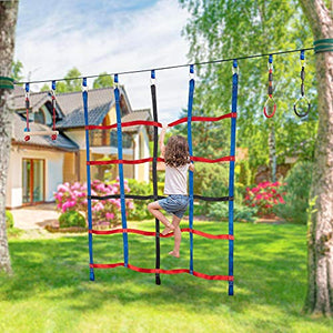 MONT PLEASANT Climbing Cargo Net for Kids Ninja Net Climbing Swingset Polyester Rope Ladder for Jungle Gyms Playground Ribbon Net Obstacle Course Training Climbing Net for Outdoor Treehouse