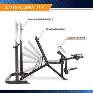 Marcy Adjustable Olympic Weight Bench with Leg Developer and Squat Rack MD-879