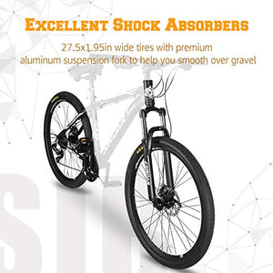 SIRDAR S-900 27 Speed 27.5 inch Mountain Bike Aluminum Alloy and High Carbon Steel with 2 Replaceable Seat, Full Suspension Disc Brake Outdoor Bikes for Men Women