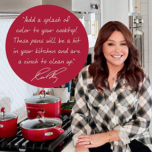 Rachael Ray Brights Sauce Pot/Saucepot with Steamer Insert, 3 Quart, Red Gradient