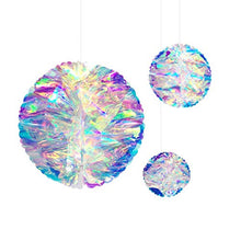 Load image into Gallery viewer, Hanging Decorations Iridescent Honeycomb Ball Foil Ceiling Hanging Flowers for Bridal Shower Wedding Birthday Frozen Theme Party Fairy Princess Rainbow Show Decoration
