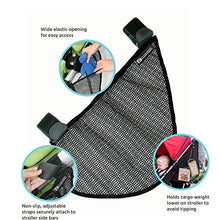 Load image into Gallery viewer, J.L. Childress Side Sling, Universal Fit Stroller Mesh Cargo Net and Organizer, Extra Stroller Storage Space, Non-Slip and Adjustable Straps, Black
