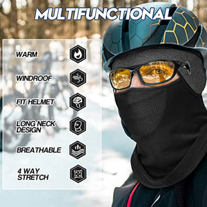 Lauzq Helmet Liner Beanie with Mask，Cycling Fleece Winter Hat Skull Cap Thermal Headwear Ear Warmer,Gray-A