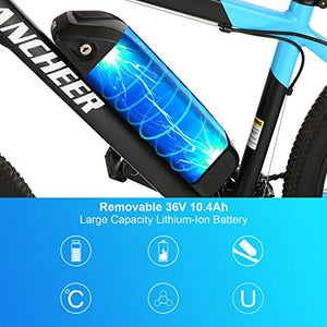 ANCHEER 350W 27.5'' Electric Bike, Electric Mountain Bike Newest 20MPH Adults Ebike with Removable 36V 10.4Ah Lithium-Ion Battery, Professional 24 Speed Gears