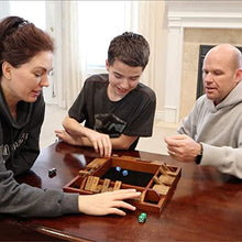 Load image into Gallery viewer, WE Games Shut The Box Wooden 1-4 Player Board Game Travel Size, The Original Table Top Dice Game for Families, Learn Math, for Classrooms, Pubs or at Home, 14 inches, Includes 8 Dice
