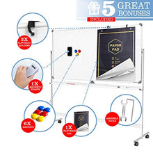 Load image into Gallery viewer, Large Mobile Rolling Magnetic Whiteboard - 48 x 32 Inches Height Adjust Double Sides Portable White Board on Wheels, Dry Erase Board Easel with Stand for Office, Home &amp; Classroom
