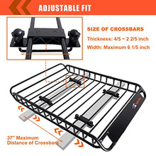 Load image into Gallery viewer, MeeFar Roof Rack Carrier Basket Universal Rooftop Cargo Carrier Basket 51&quot; X 36&quot; X 5&quot; + Waterproof Cargo Bag 15 Cubic Feet (44&quot; 34&quot; 17&quot;), and Cargo Net with Attachment Hooks, Ratchet Straps

