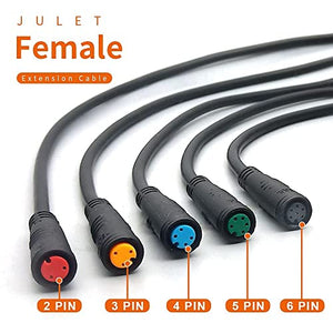 Ebike Cable Extension Julet Female Male 2 3 4 5 6 pin Ebike Extension Connector Waterproof Plug for Electric Bicycle Display Throttle PAS Ebike Parts Extend Cable… (3pin Male)