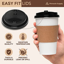 Load image into Gallery viewer, 150 Pack 16oz Disposable Coffee Cups with Lids, Sleeves and Straws - To Go Coffee Cups 16 oz White Paper Cups - Insulated Hot Cups Bulk Disposable Cups - Small Business Togo, Tea, Hot Chocolate, Cocoa
