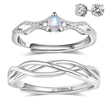 Load image into Gallery viewer, Aeici 925 Sterling Silver Engagement Wedding Band Ring for Women and Men Twisted Waterdrop Moonstone
