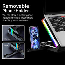 Load image into Gallery viewer, ICE COOREL Gaming Laptop Cooling Pad 15 -17.3 Inch, RGB Laptop Cooler Pad with 6 Cooling Fans, Laptop Cooling Stand with 6 Height Adjustable, Laptop Fan with LCD Screen, Two USB Ports, Phone Stand
