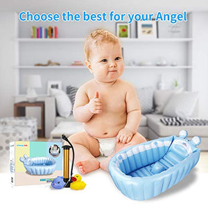 relaxing baby Inflatable Baby Bathtub, Newborn Baby Bathtub seat for Infant, Non-Slip Baby Pool for Sitting up, Portable Toddler tub Shower, Foldable Travel tub with Pool Toy &air Pump Accessories.