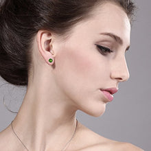 Load image into Gallery viewer, Gem Stone King 1.00 Ct Round 5mm Green Chrome Diopside Sterling Silver Stud Women&#39;s Earrings
