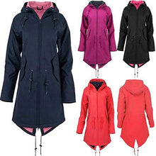 Load image into Gallery viewer, Thenxin Plus Size Women&#39;s Outdoor Waterproof Jacket Zipper Hooded Trench Windbreaker with Drawstring(Purple,XXXL)
