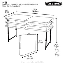 Load image into Gallery viewer, Lifetime Height Adjustable Craft Camping and Utility Folding Table, 4 ft, 4'/48 x 24, White Granite
