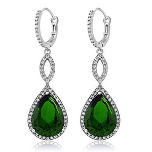 Gem Stone King 925 Sterling Silver Long Drop Dangle Elegant Wedding Bridal Chandelier Teardrop Earrings For Women (2 Inch Pear Shape 16X12MM, 20.00 Cttw)