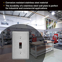 Load image into Gallery viewer, [5 Pack] BESTTEN 1-Gang Toggle Metal Wall Plate with Ｗhite or Clear Plastic Film, Anti-Corrosion Stainless Steel Light Switch Cover, Industrial Grade Stainless Steel, Standard Size, Brushed Finish
