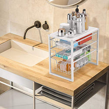 Load image into Gallery viewer, Simple Trending 3-Tier Under Sink Cabinet Organizer with Sliding Storage Drawer, Desktop Organizer for Kitchen Bathroom Office, Stackable, White
