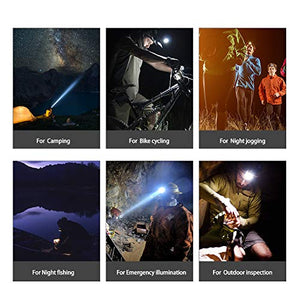 Headlamp 12000 Lumen Ultra Bright CREE LED Work Headlight Micro-USB Rechargeable, 4 Modes Head Lamp Waterproof Headlamps for Camping Hiking Hunting Hard Hat Workers