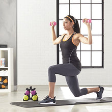 Load image into Gallery viewer, AmazonBasics Neoprene Workout Dumbbell Hand Weights, 20 Pounds Total, Pink/Purple/Green - 3 Pairs (2-Lb, 3-Lb, 5-Lb) &amp; Weight Rack
