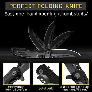 Spring Assisted Knife - Pocket Folding Knife - Military Style - Boy Scouts Knife - Tactical Knife - Good for Camping Hunting Survival Indoor and Outdoor Activities Mens Gift 6681