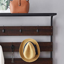 Load image into Gallery viewer, MHAOSEHU Entryway Coat Rack Bench, Modern Hall Tree with Storage Bench, Wood and Metal Hallway Bench with Coat Rack, Espresso 3-in-1 Design
