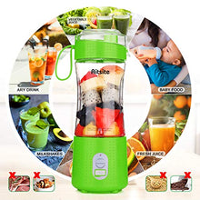 Load image into Gallery viewer, Aitsite Portable Blender, Personal Mixer Fruit Rechargeable USB with 2 Straws, Mini Blender for Smoothie, Fruit Juice, Milk Shakes 380ml, Six 3D Blades for Great Mixing (Green)

