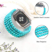 Load image into Gallery viewer, KAI Top Compatible for Apple Watch Band 38mm 40mm 42mm 44mm,Created-Turquoise Beaded Elastic Stretch Replacement Bands Compatible with 2019 Apple Watch Series 5,iWatch 4/3/2/1,Sport,Nike+,Edition
