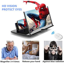 Load image into Gallery viewer, Phone Screen Magnifier 12&quot; Screen Magnifier for Cell Phone Smart Phone Screen Magnifier, 3D HD Mobile Phone Screen Magnifier for Movies,Videos Phone Stand with Screen Amplifier for All Phones+Remote
