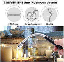 Load image into Gallery viewer, TOMOLO Lighter, Rechargeable Candle Lighter Grill Lighter Electric Arc Lighter with Flexible Neck, LED Battery Display Safety Switch for Candle Camping Cooking BBQs Fireworks (Black&amp;Silver, Pack of 2)
